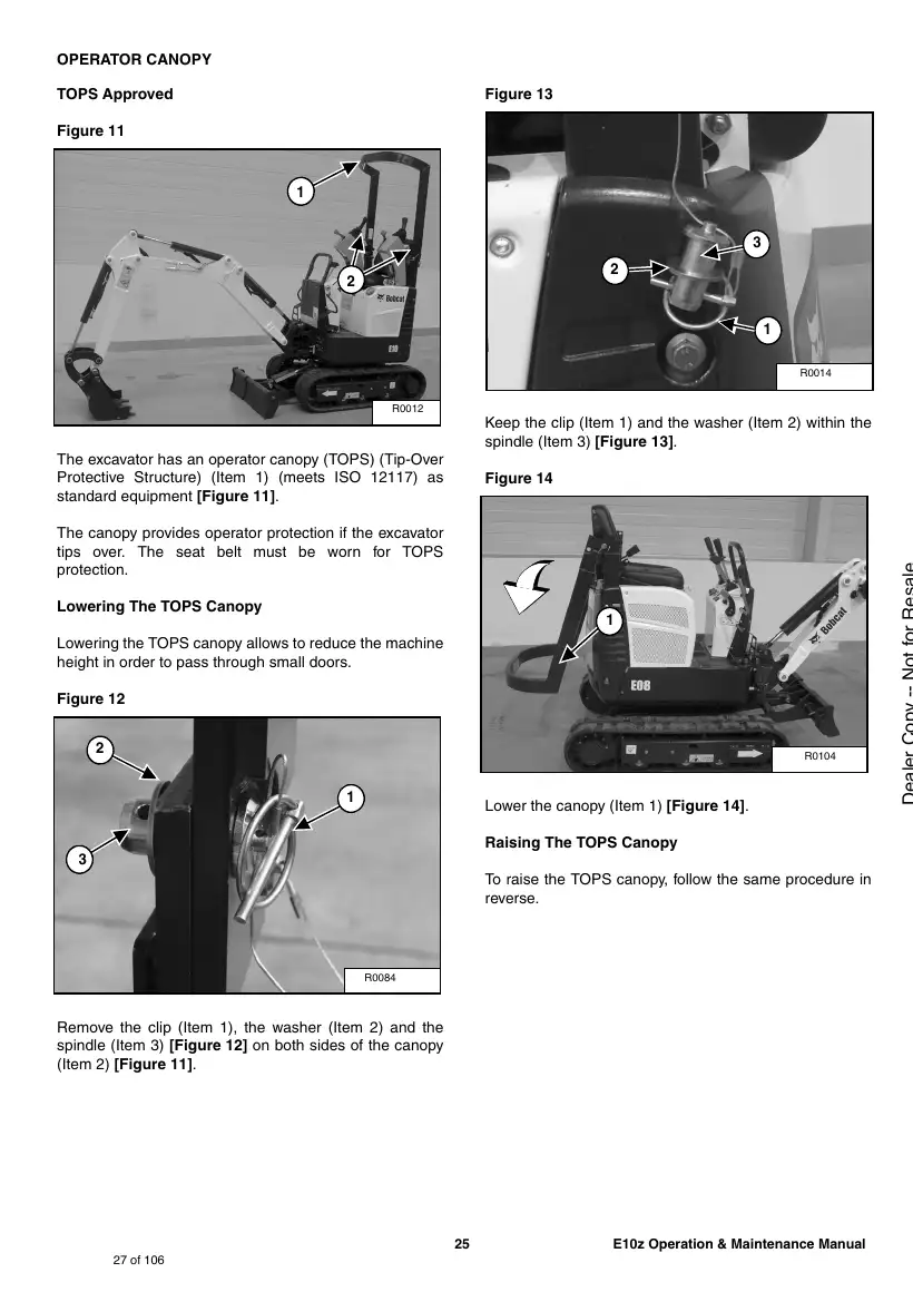 Bobcat E10z operation and maintenance manual — 7349189enGB(A), EMEA S5-K, page 27