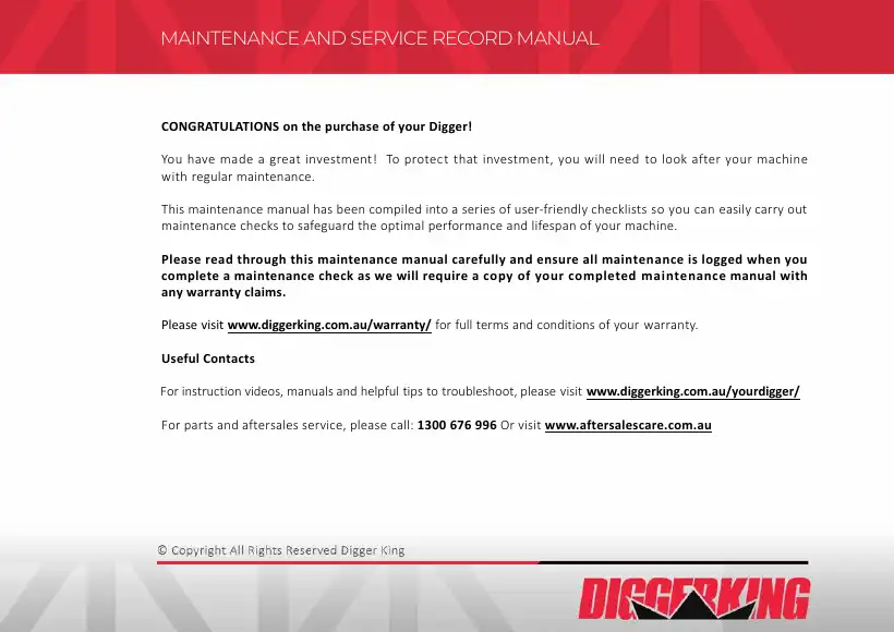 Digger King Maintenance Manual, page 2