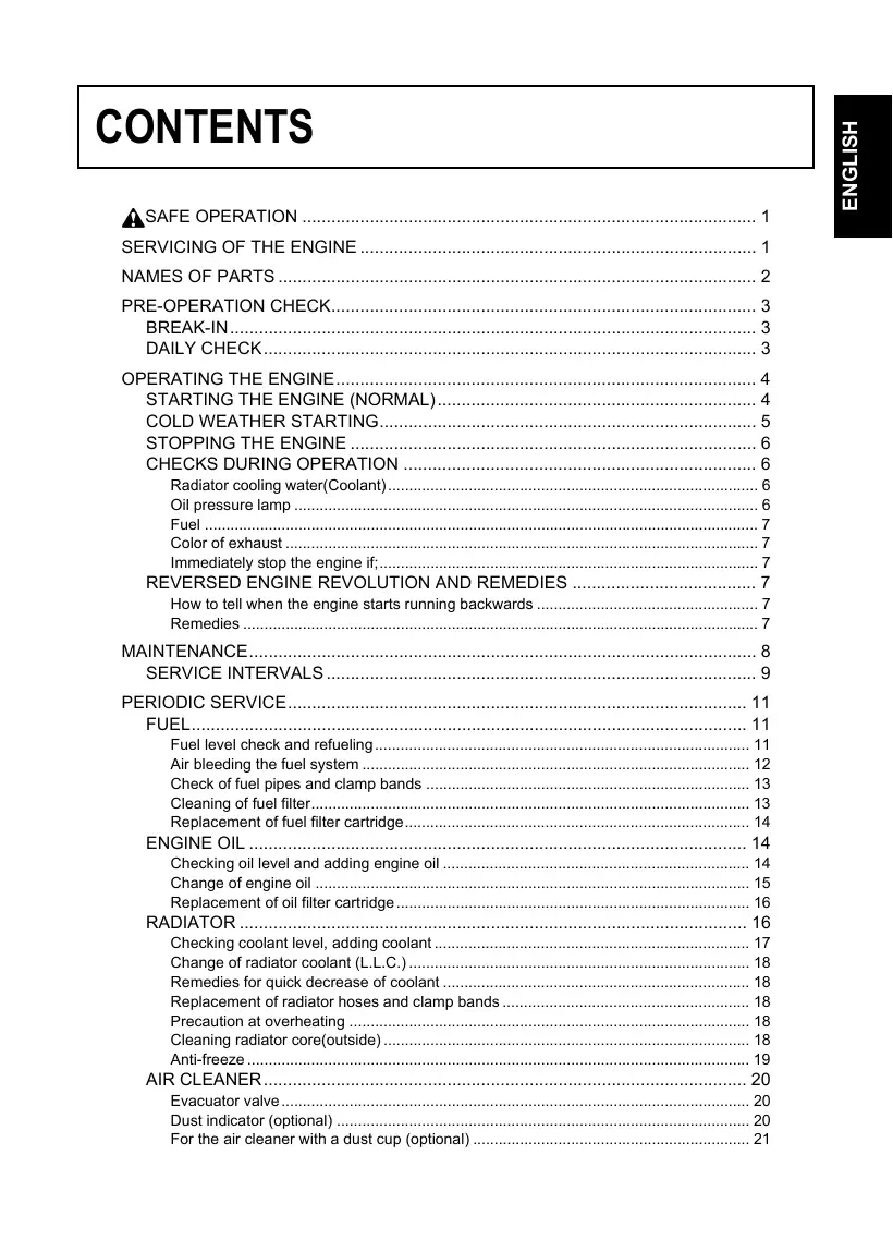 Kubota 05 Series engine operator reference, page 4