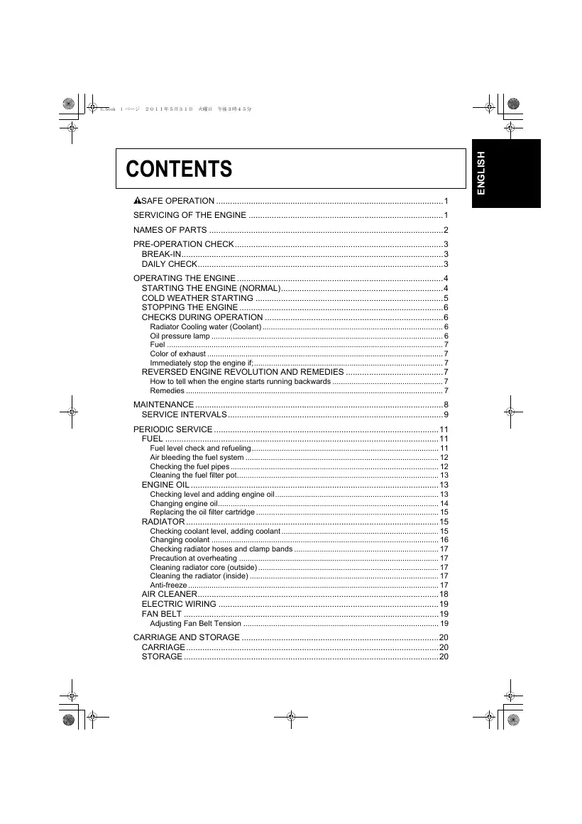 Kubota Super Mini engine operator reference, page 3