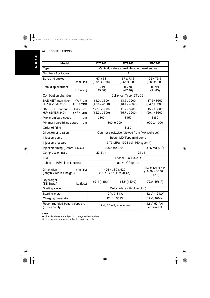 Kubota Super Mini engine operator reference, page 34