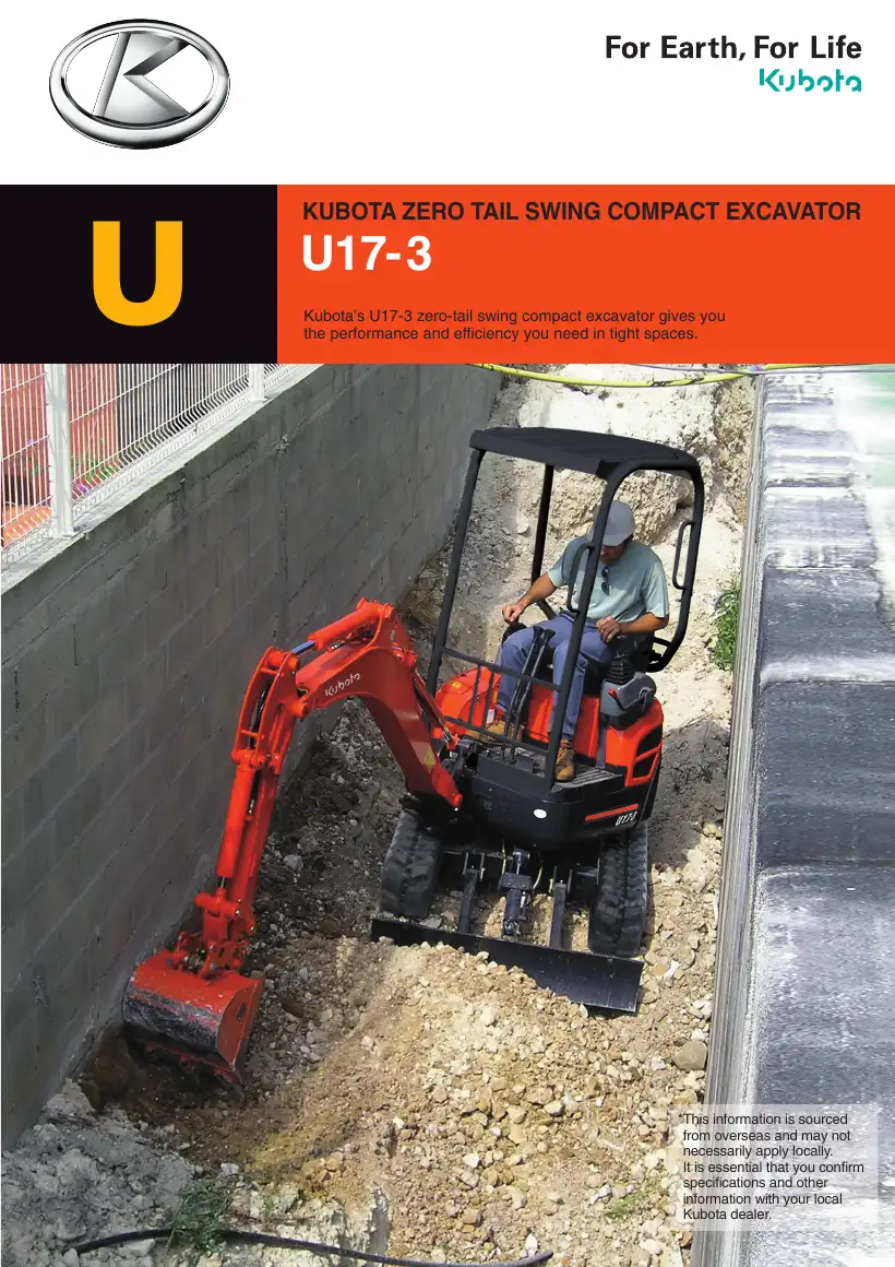 Kubota U17-3 brochure (Australia), page 1