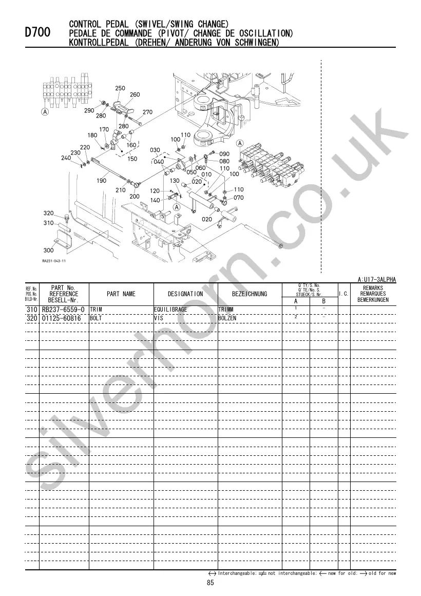 Kubota U17-3α illustrated parts book — November 2008, page 126
