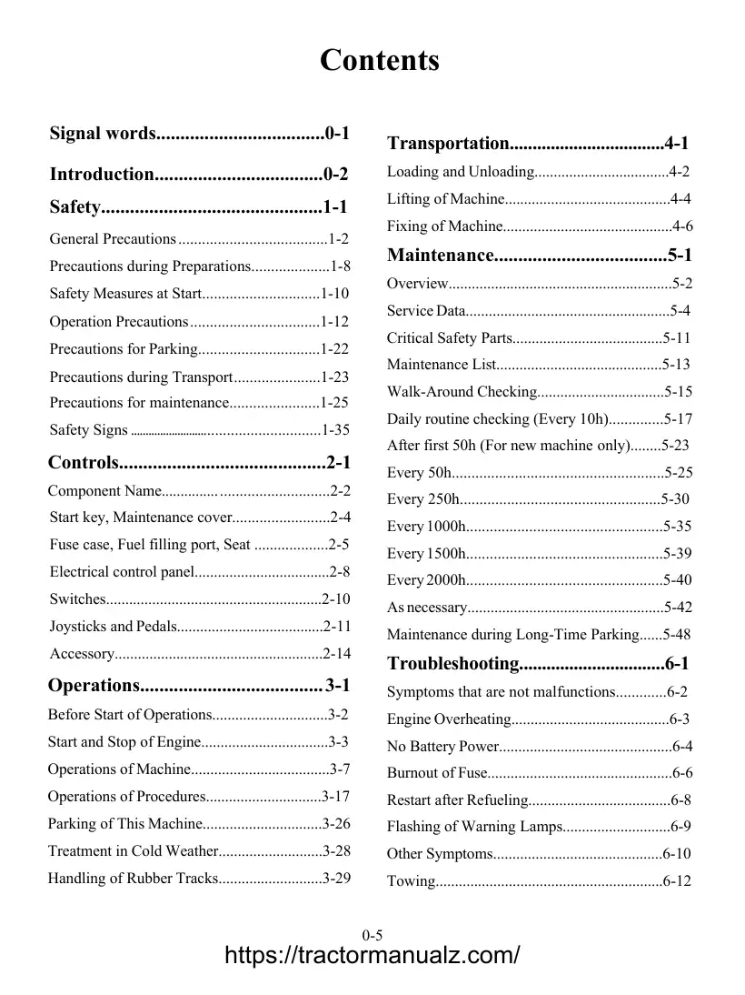 Rhinoceros XN12-8 — operation maintenance troubleshooting manual, page 7