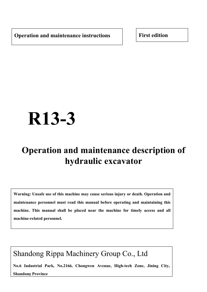 Rippa R13-3 Operation and Maintenance Manual, page 1