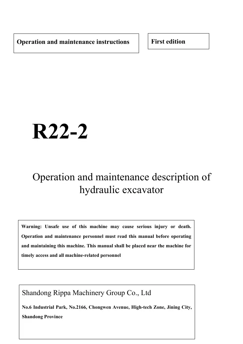 Rippa R22-2 Operation and Maintenance Manual, page 1
