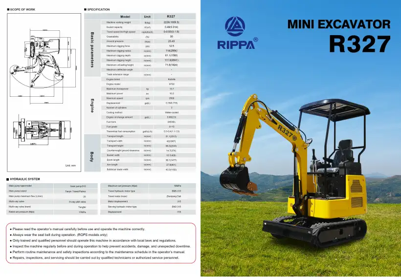 Rippa R327 Product Brochure (Kubota), page 1