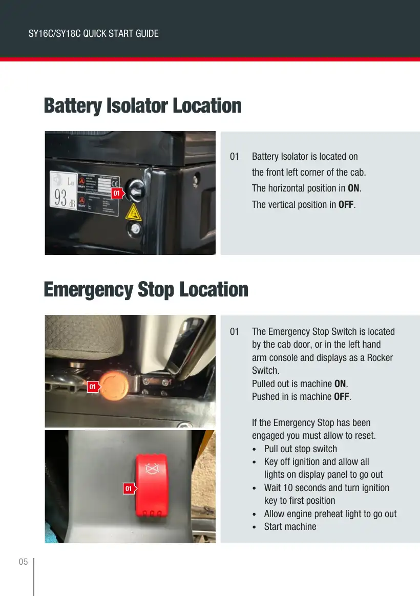 SANY SY16C/SY18C quick-start guide, page 6
