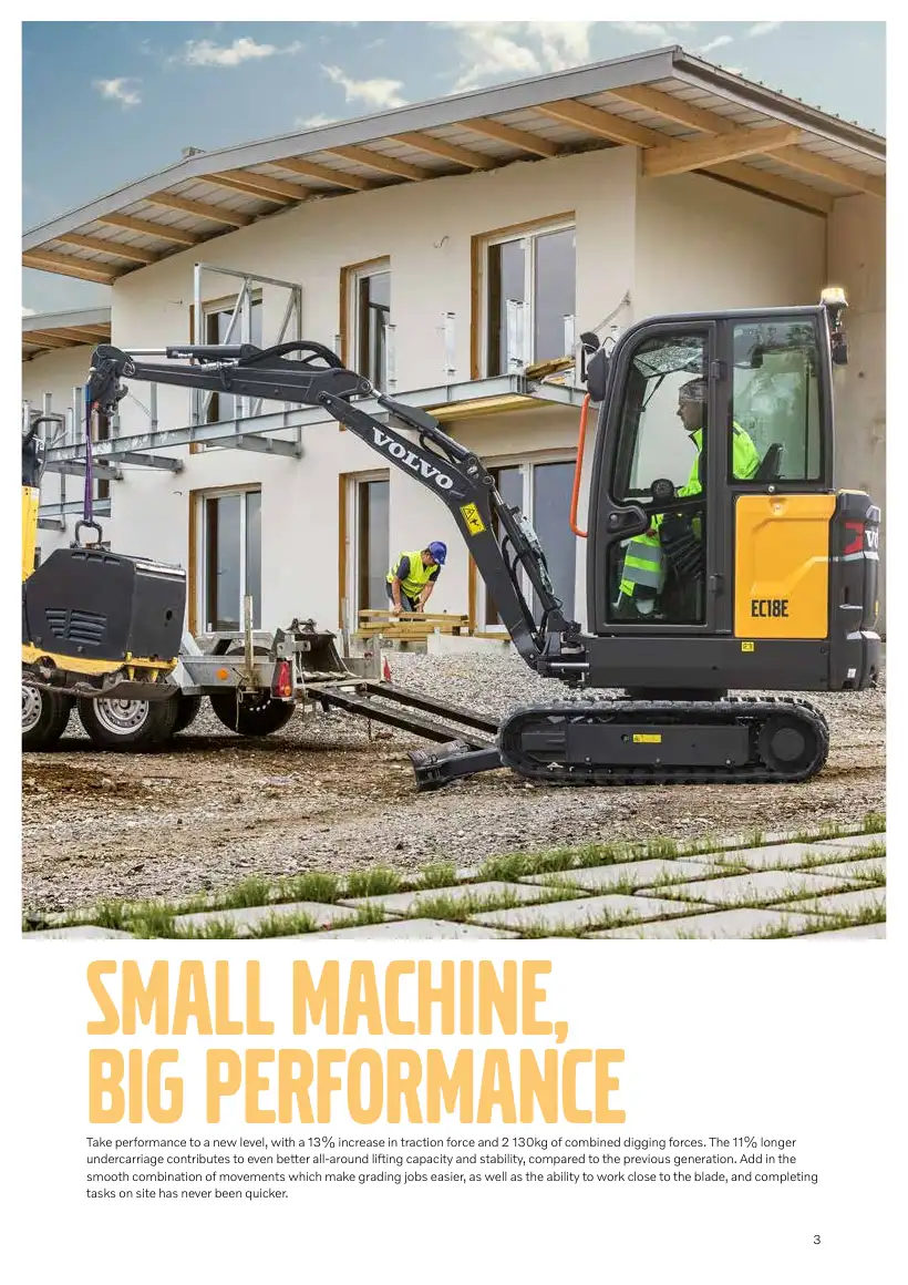 Volvo CE EC18E compact excavator brochure, page 3