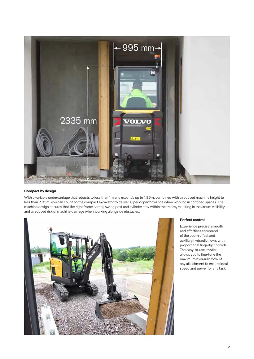 Volvo CE EC18E compact excavator brochure, page 5