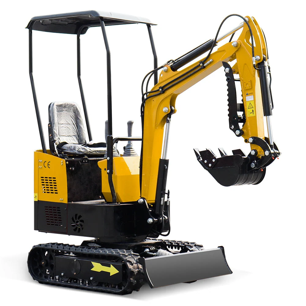 Yellow MMS MS10H mini excavator, three-quarter view